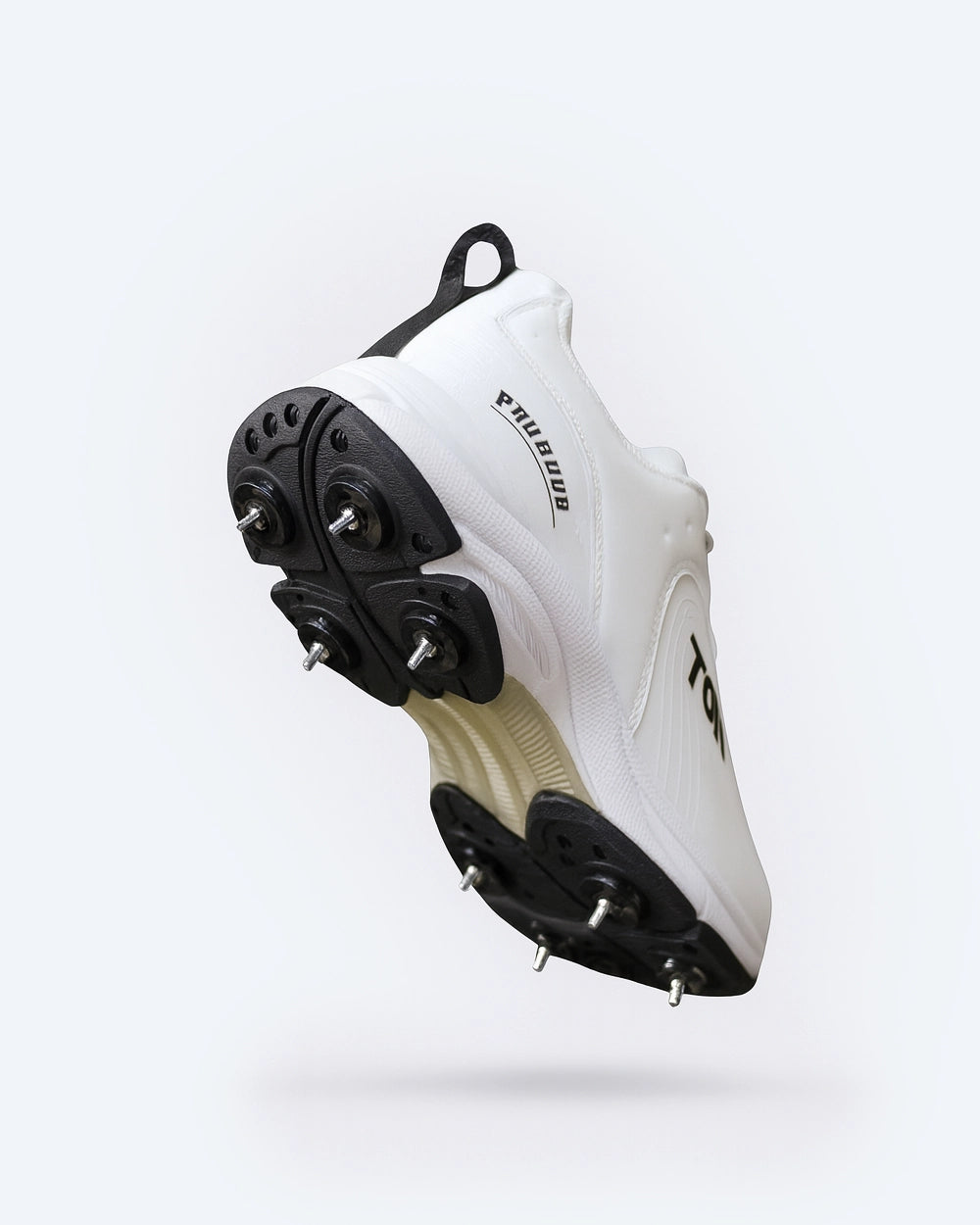 Ton Pro 9000 Cricket Spike Shoes (White and Black)
