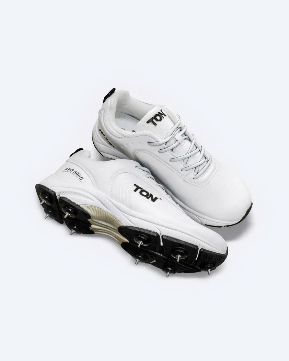 Ton Pro 9000 Cricket Spike Shoes (White and Black)