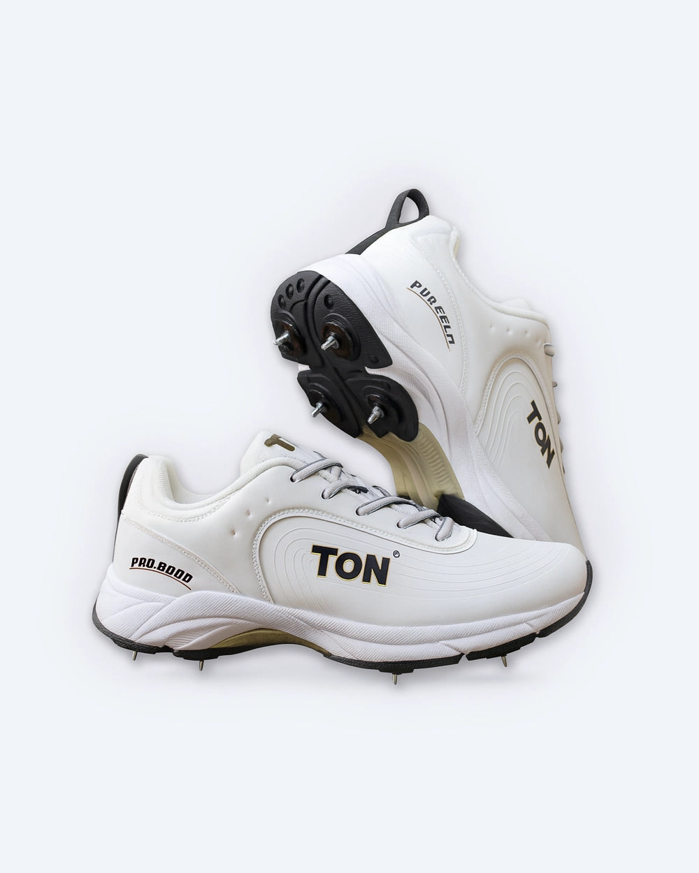 Ton Pro 9000 Cricket Spike Shoes (White and Black)