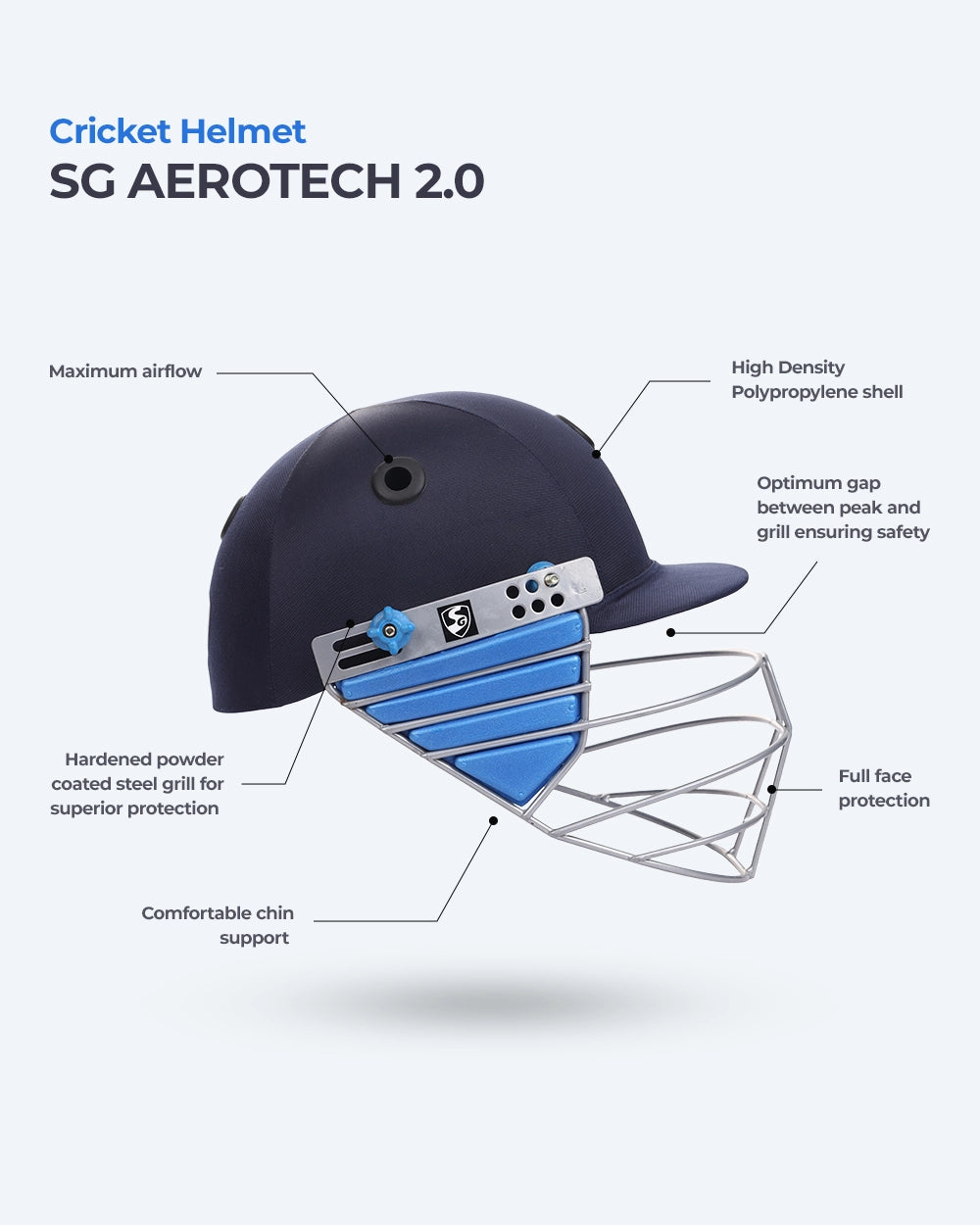 SG AEROTECH 2.0 Cricket Helmet