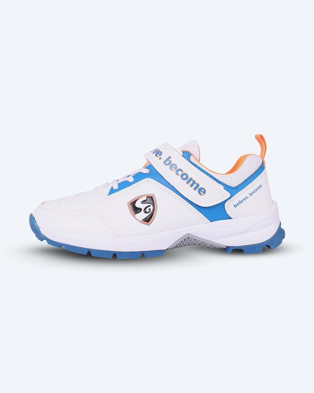SG CENTURY 6.0 Cricket Sports Shoes - Sleek Design in White/Royal Blue/Orange for Optimal Performance