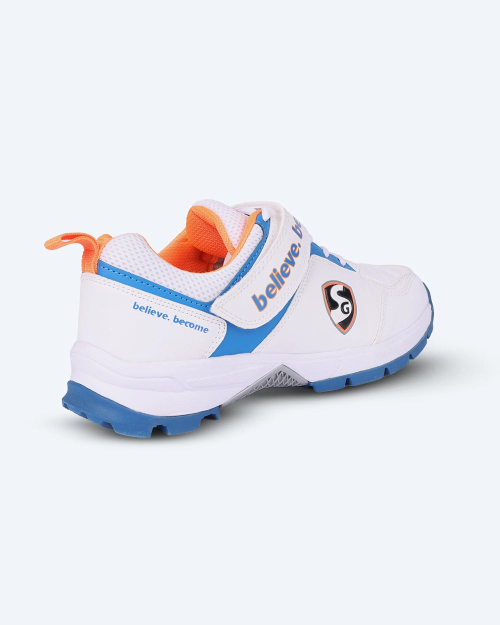 SG CENTURY 6.0 Cricket Sports Shoes - Sleek Design in White/Royal Blue/Orange for Optimal Performance
