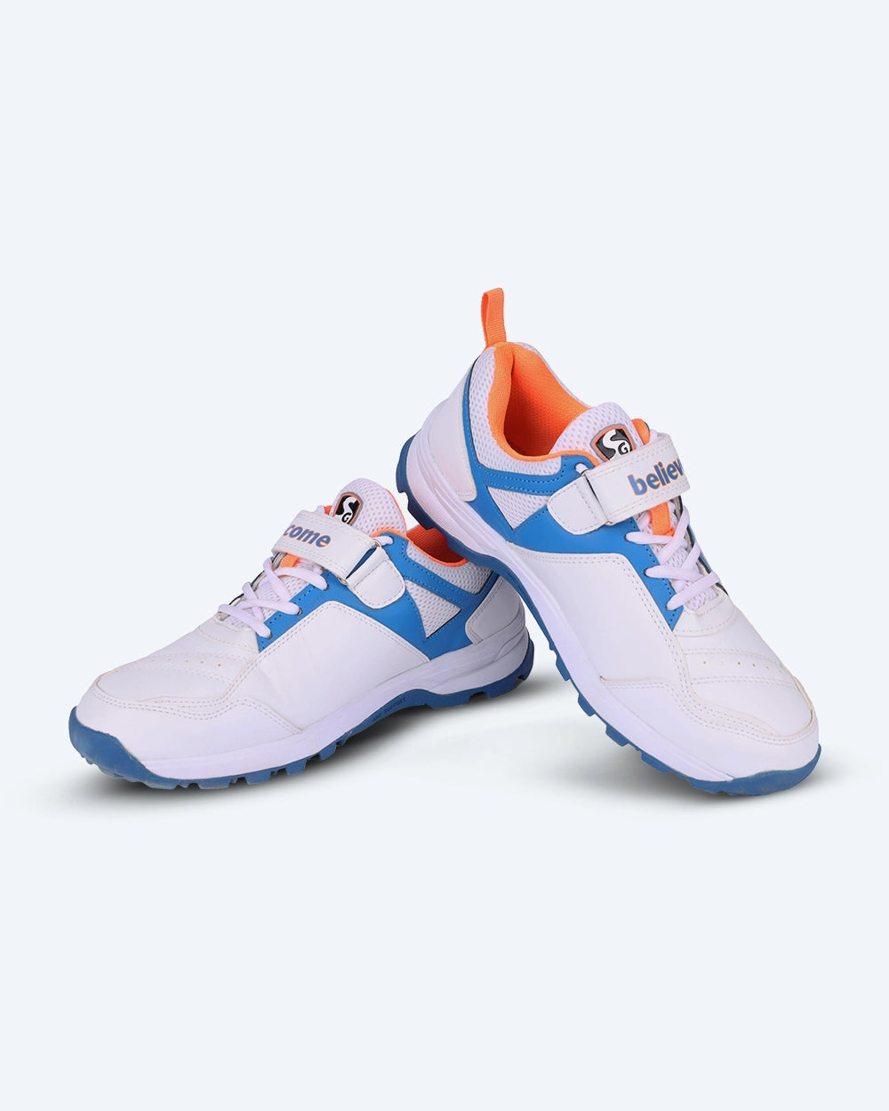 SG CENTURY 6.0 Cricket Sports Shoes - Sleek Design in White/Royal Blue/Orange for Optimal Performance