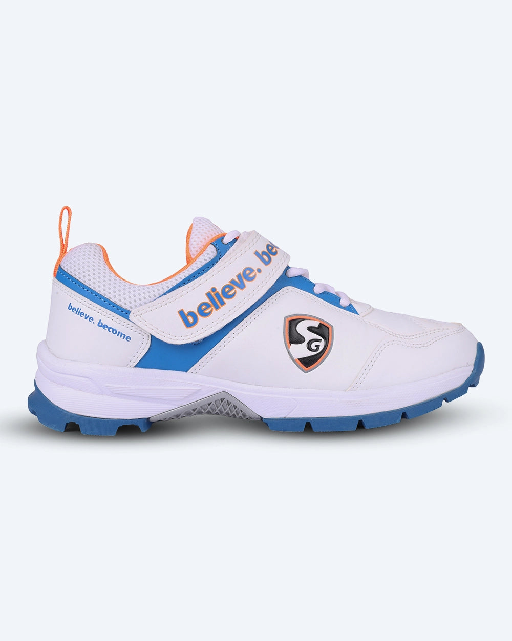 SG CENTURY 6.0 Cricket Sports Shoes - Sleek Design in White/Royal Blue/Orange for Optimal Performance