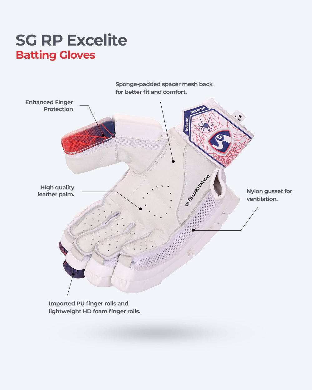SG RP Excelite Batting Gloves