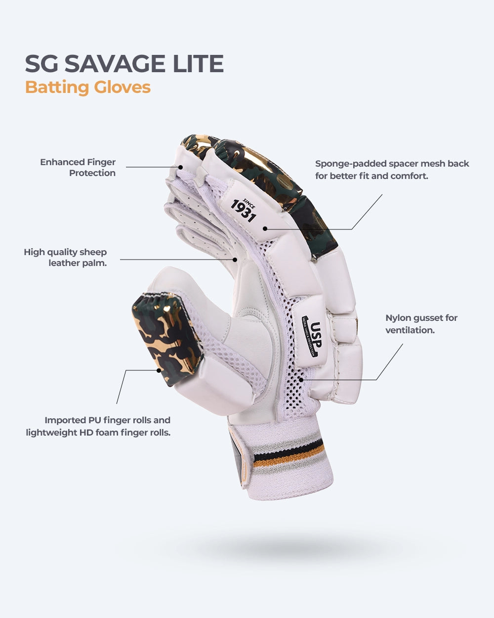 SG SAVAGE LITE Batting Gloves