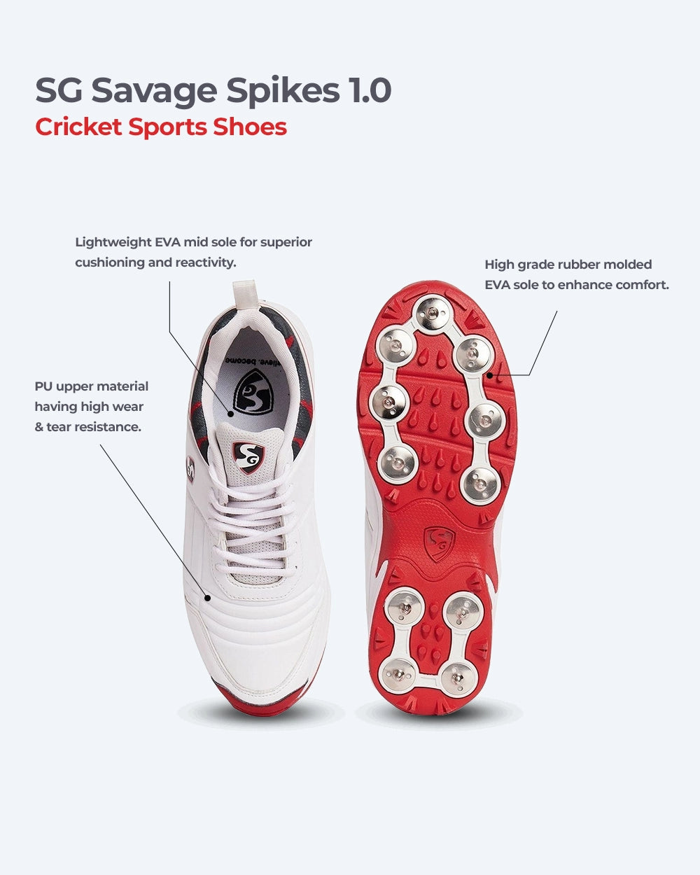SG Savage Spikes 1.0 Cricket Sports Shoes: Elevate Your Game with Precision Footwear