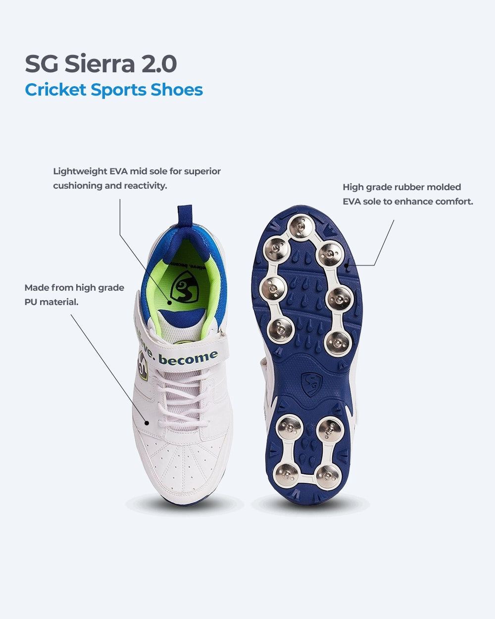 SG Sierra 2.0 Cricket Sports Shoes: Unleash Your Performance with Advanced Comfort and Style